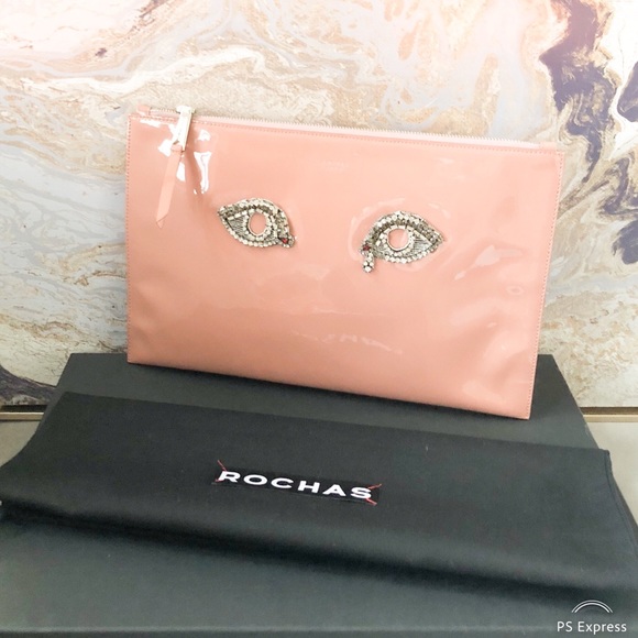 Rochas Crystal Eyes Patent Leather Clutch Pouch - Picture 2 of 8